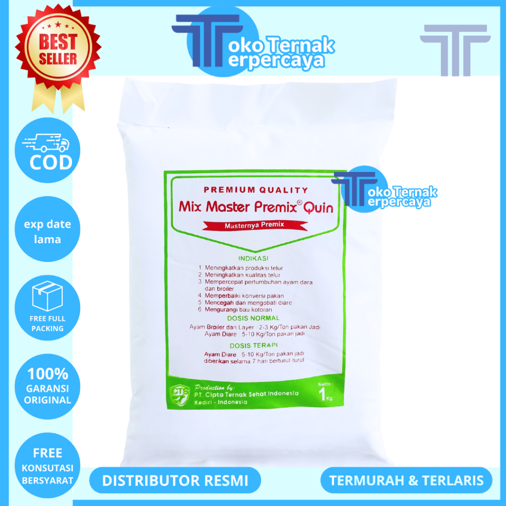 MIX MASTER PREMIX QUIN 1 KG - AGP Olaquindox Pemacu Pertumbuhan Ayam & Babi Like Vitanox