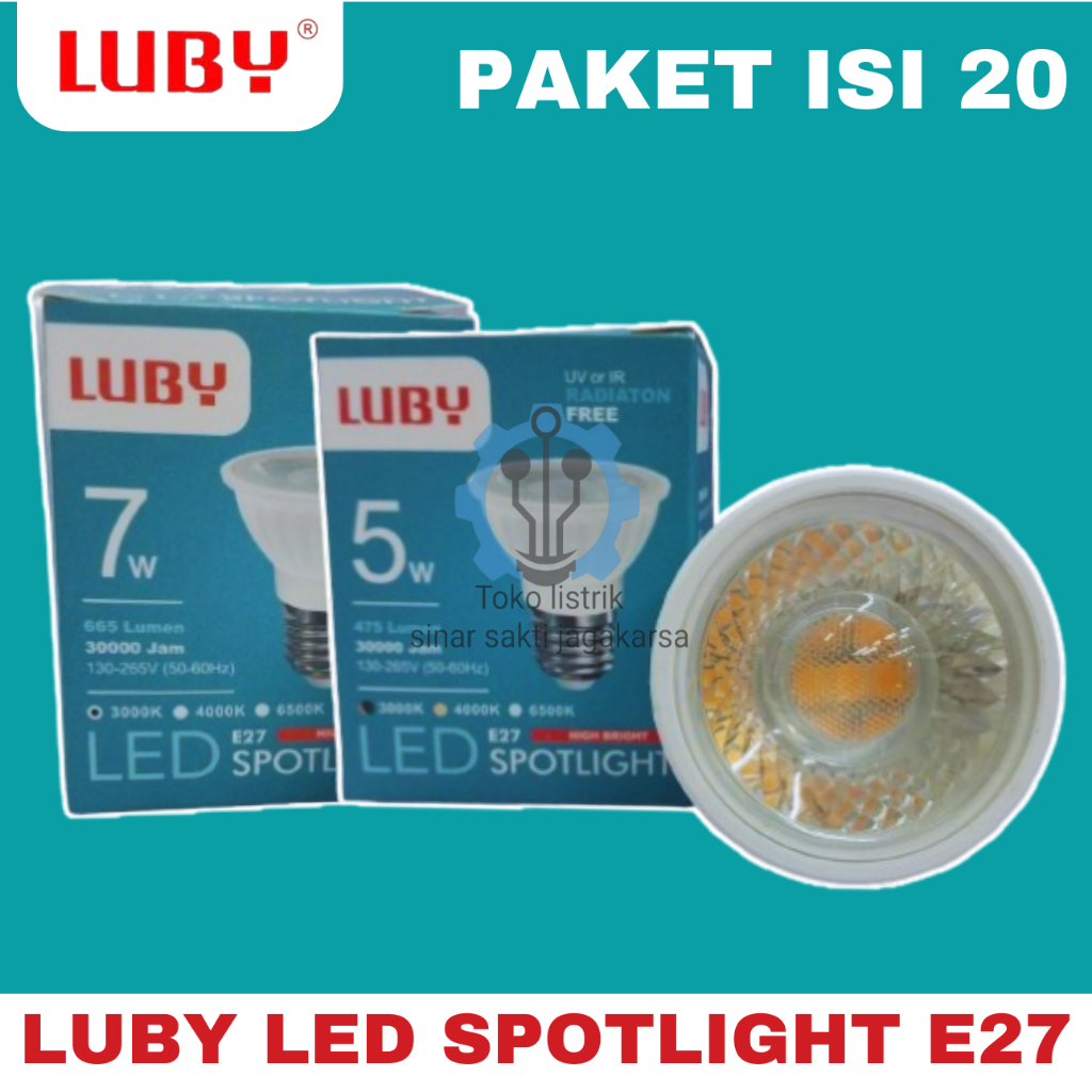 LUBY LED SPOTLIGHT FITTING E27 5 7 WATT BUNDLING LUBY LAMPU SOROT FITTING E27 5 7 WATT BERKUALITAS P