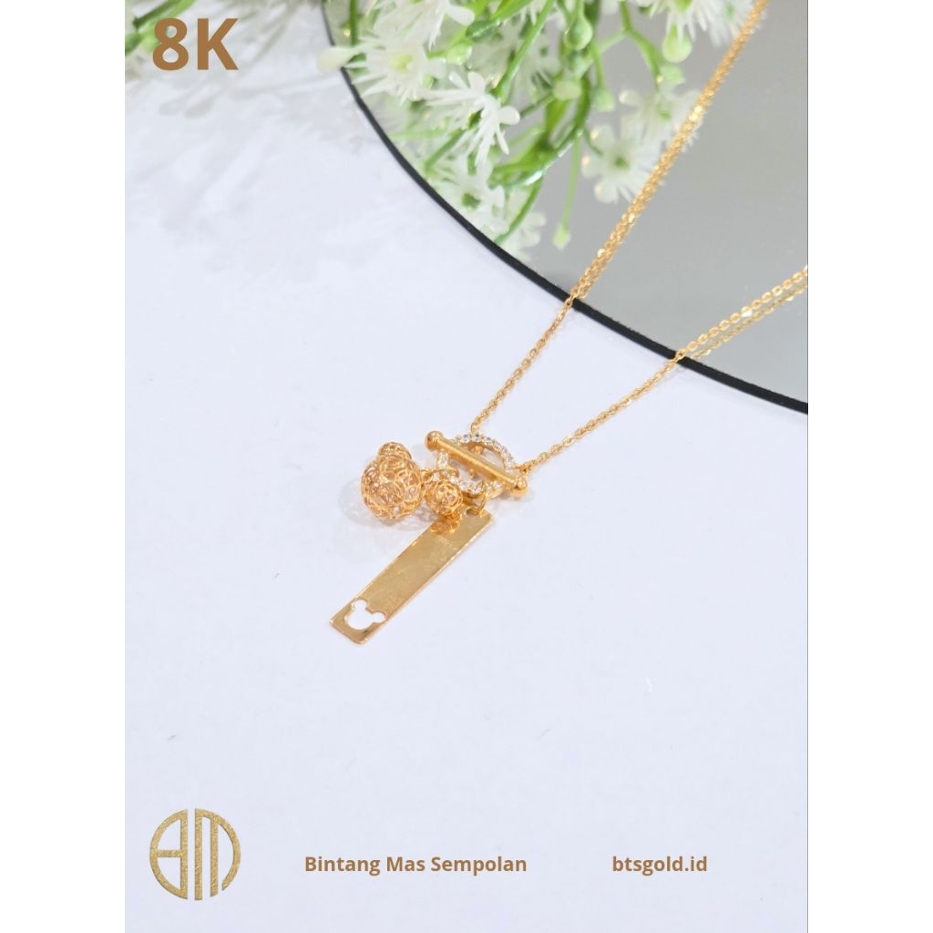 Kalung Serut Variasi Mickey Permata Emas Asli