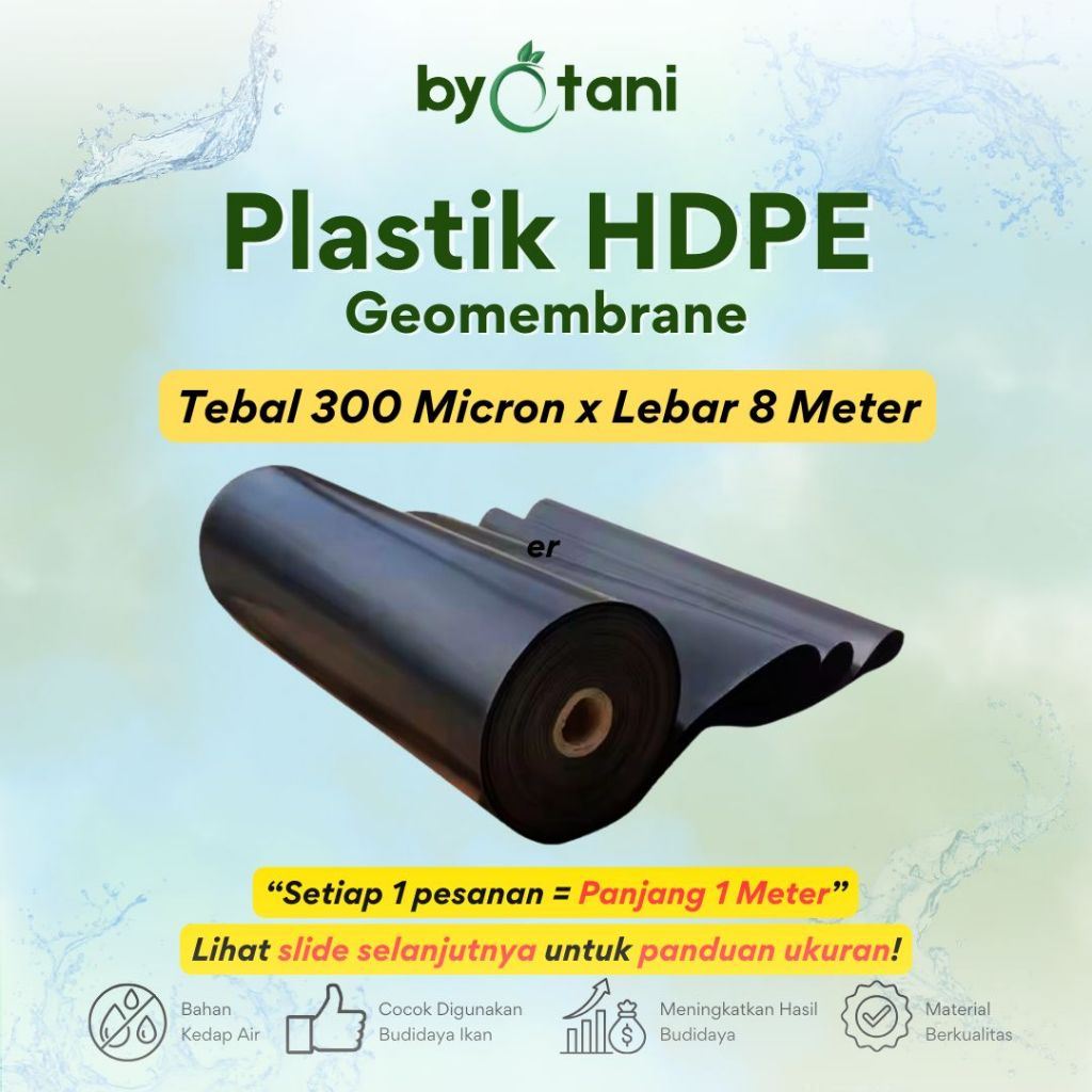 Plastik HDPE Geomembrane Tebal 300 Micron Lebar 8 Meter