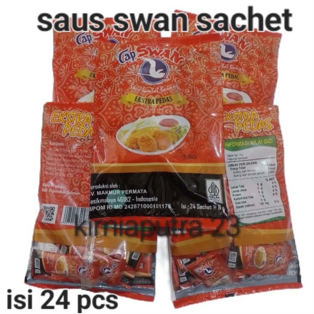 ( 5 Pak ) Saus cabai Sambal Fried chicken Dimsum Swan Sachet ( 1 Pak isi 24 × 8g )