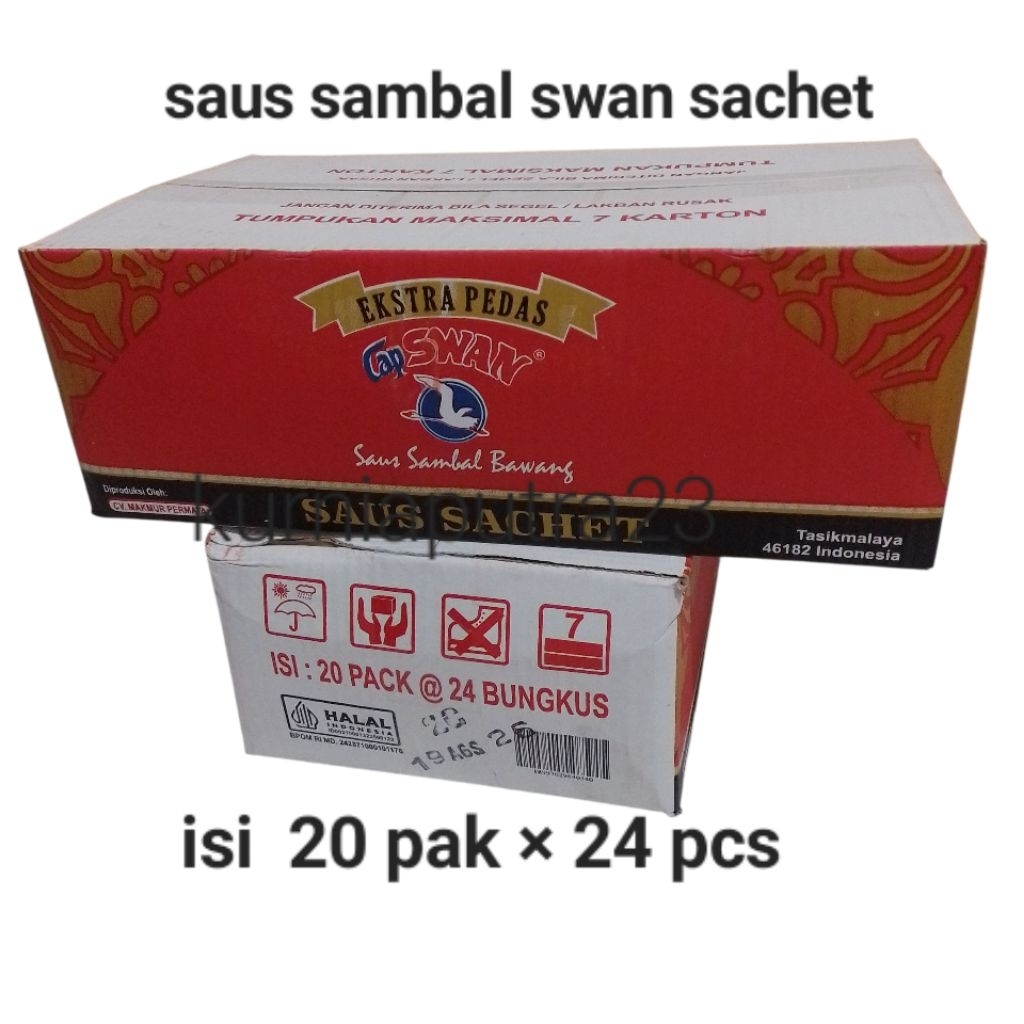 ( 1 dus ) Saus Sambal cabai Fried chicken Dimsum Swan Sachet isi 20 pak