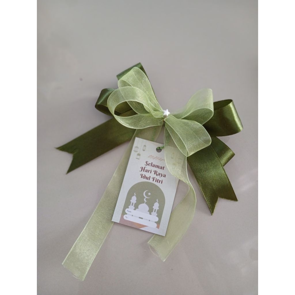 Pita jadi untuk hampers parcel idul fitri | Pita souvenir dengan hang tag idul fitri