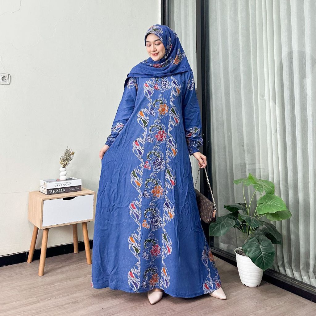 Gamis Set Hijab Batik Cap Pekalongan