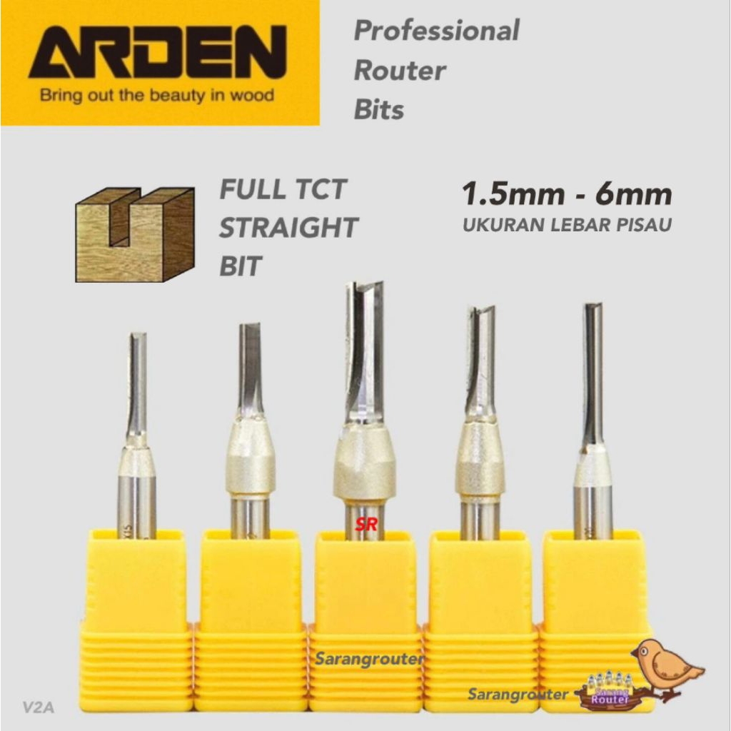 Mata Router Full TCT Straight Bits ARDEN As 1/4 Inch (UK 1.5 mm - 6 mm)