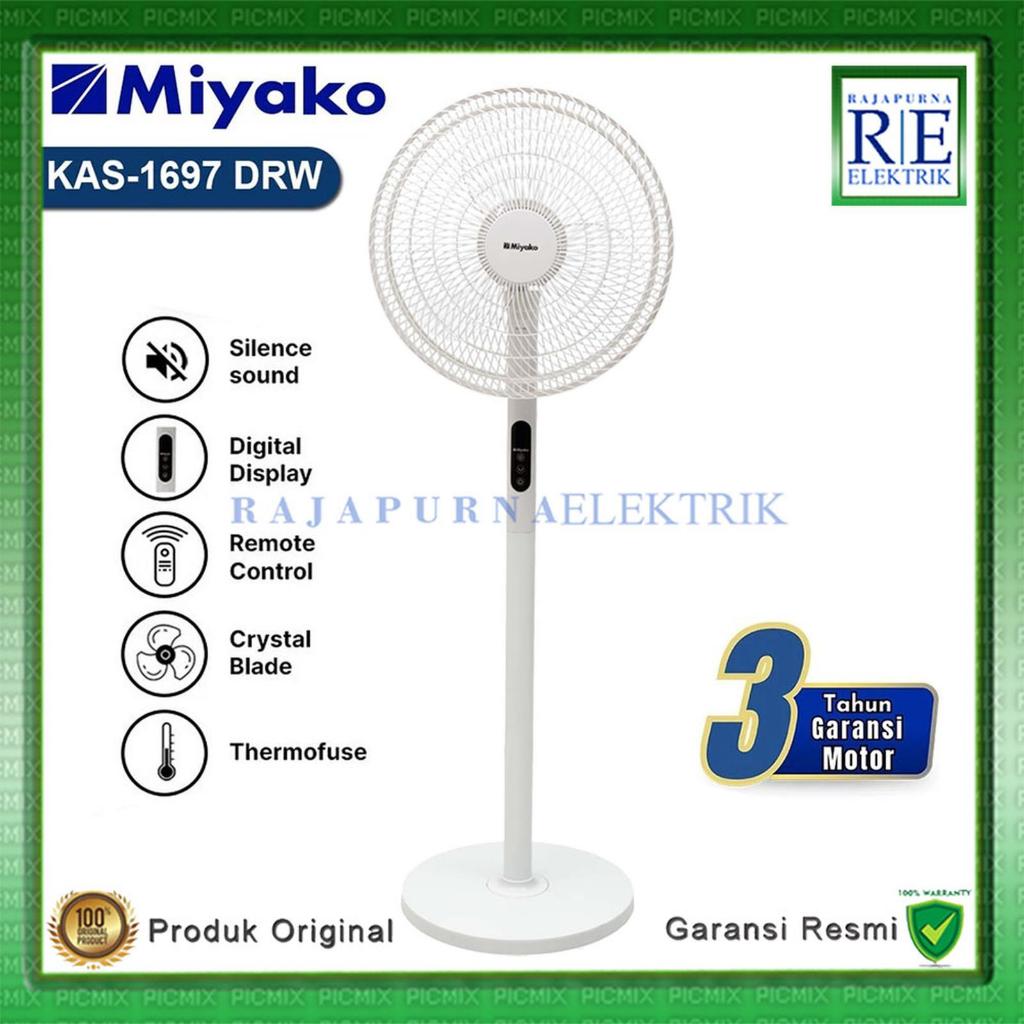 MIYAKO KAS-1697 DRW PUTIH Kipas Angin Berdiri 16" Pakai Remot BATAM