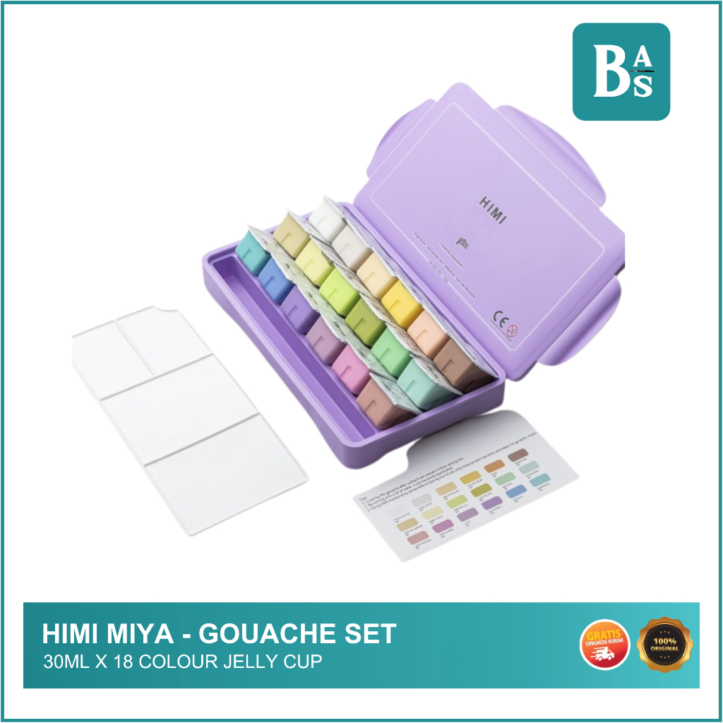 HIMI MIYA - Pastel Gouache Set 30ml x 18 Colour Jelly Cup - Bali Art Supplies