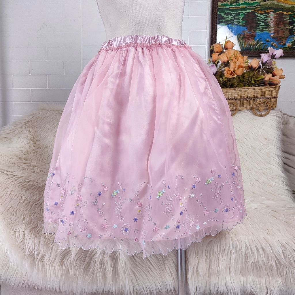 rok pink organza rok organza pink rok pink bordir mini skirt pink