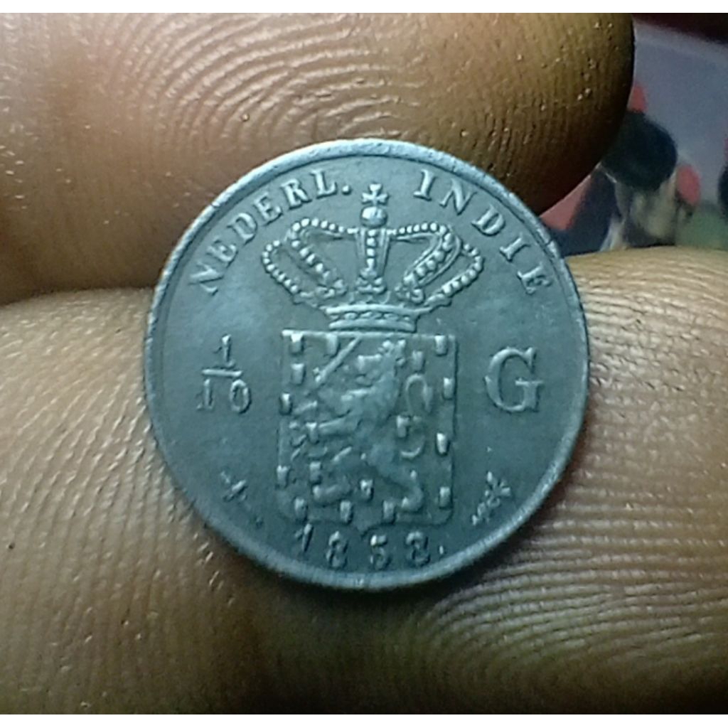 Koin Silver 1/10 G Nederland East Indie 1858
