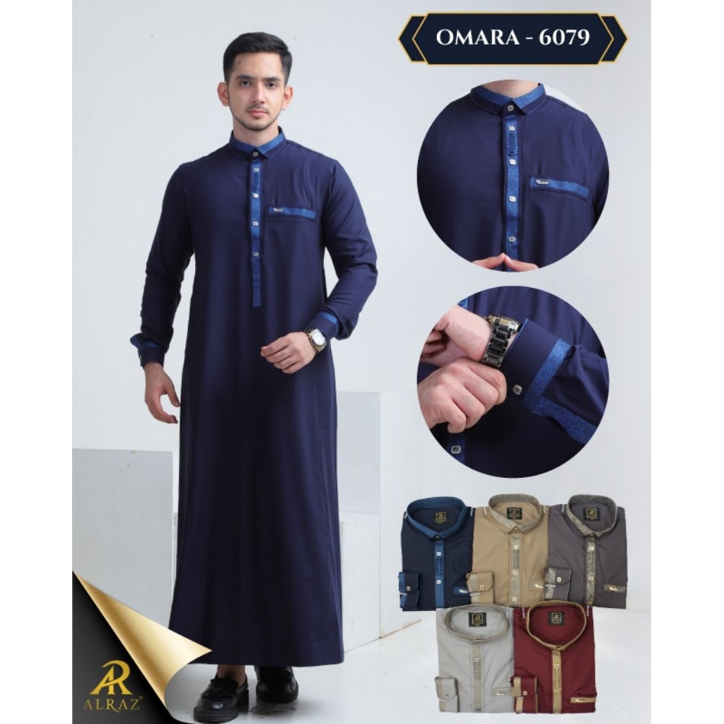 ALRAZ Thobe Fancy Lengan Panjang Omara 6079
