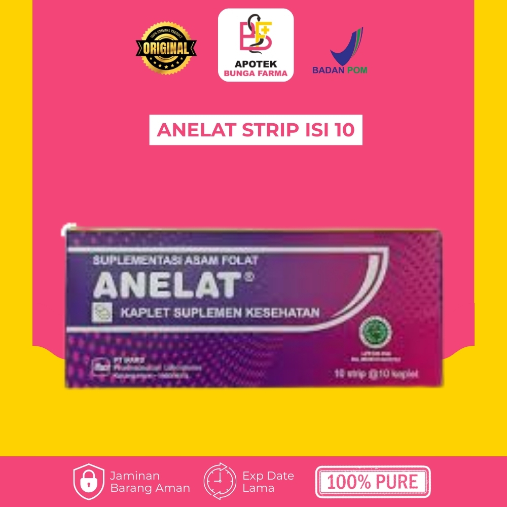 Anelat / Asam Folat 1000 mcg - Suplemen Persiapan Kehamilan - Kemasan Strip Isi 10