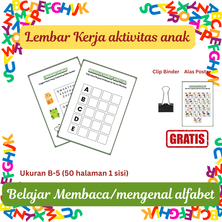 Lembar Kerja Anak Belajar Membaca & Mengenal Alphabet | Worksheet PAUD TK | Latihan Menulis Huruf Ka