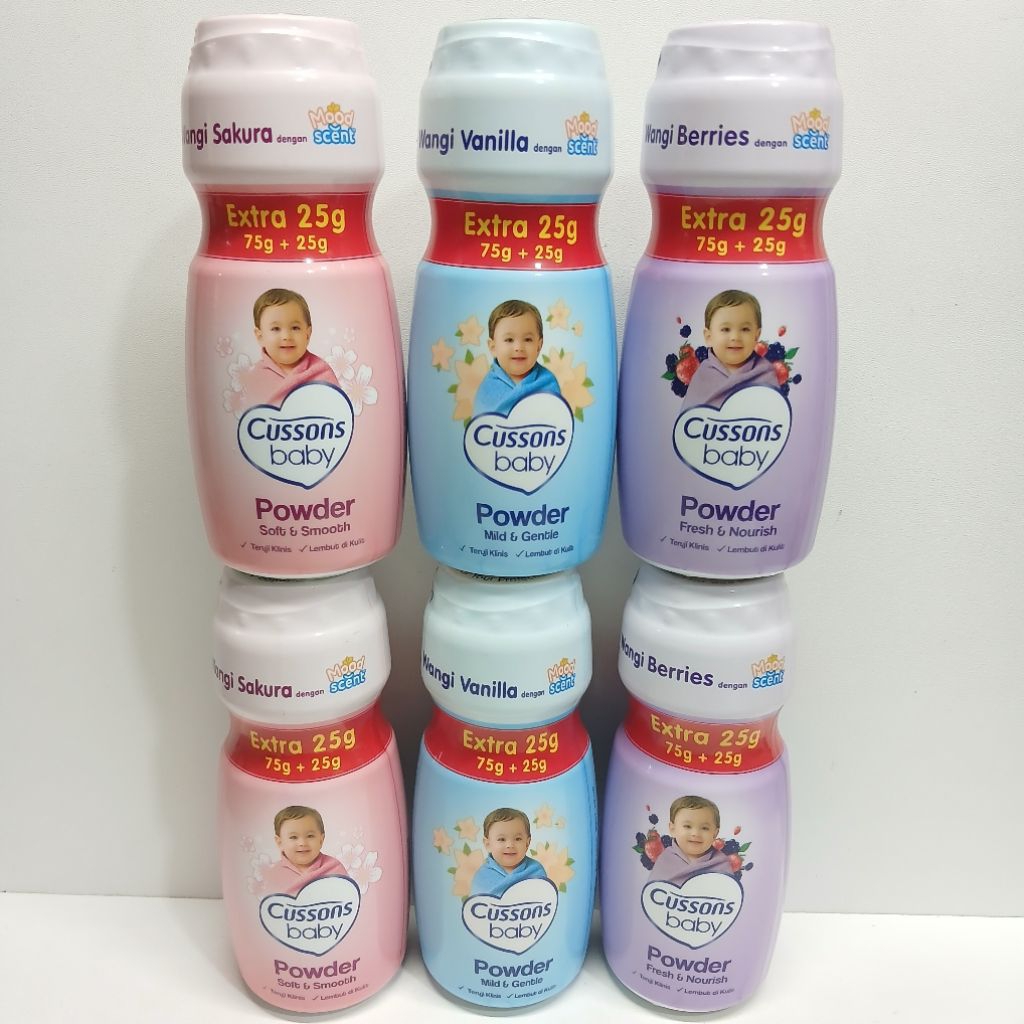 grosir 6 pcs bedak cusson baby powder 75g + 25gr