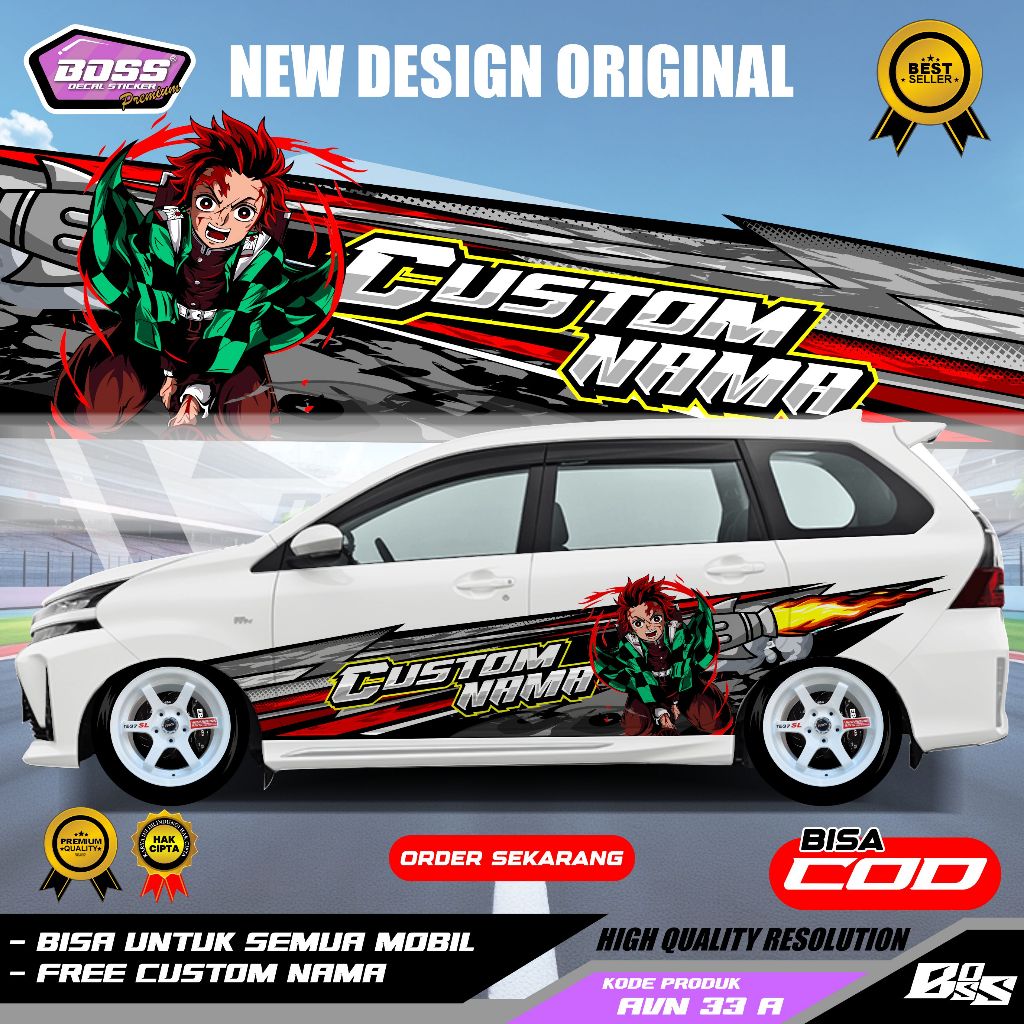 AVN 33 - STIKER DECAL SAMPING DESIGN ANIME COWO MOBIL AVANZA SIGRA CALYA XENIA LIVINA TERIOS BRV FRE