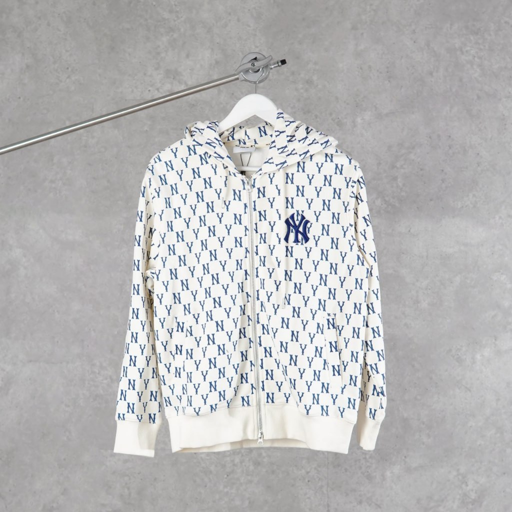 Hoodie MLB NY MONOGRAM NAVY WHITE ZIP HOODIE 100% ORIGINAL