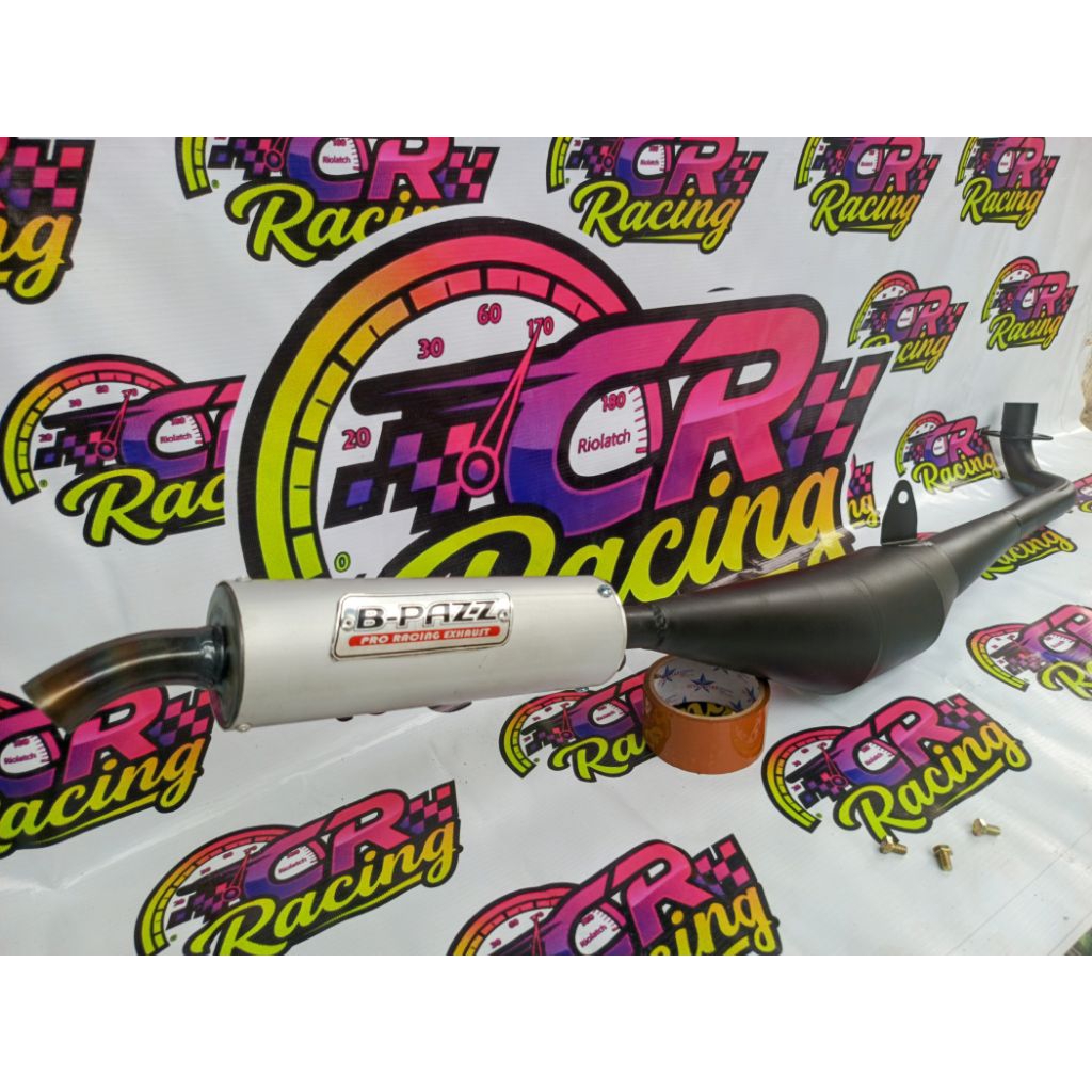 KNALPOT 2TAK FIZ R FIZ FORCE ONE Hitam silincer 2 inch 1/2 B PAZZ CRIMPIE RACING