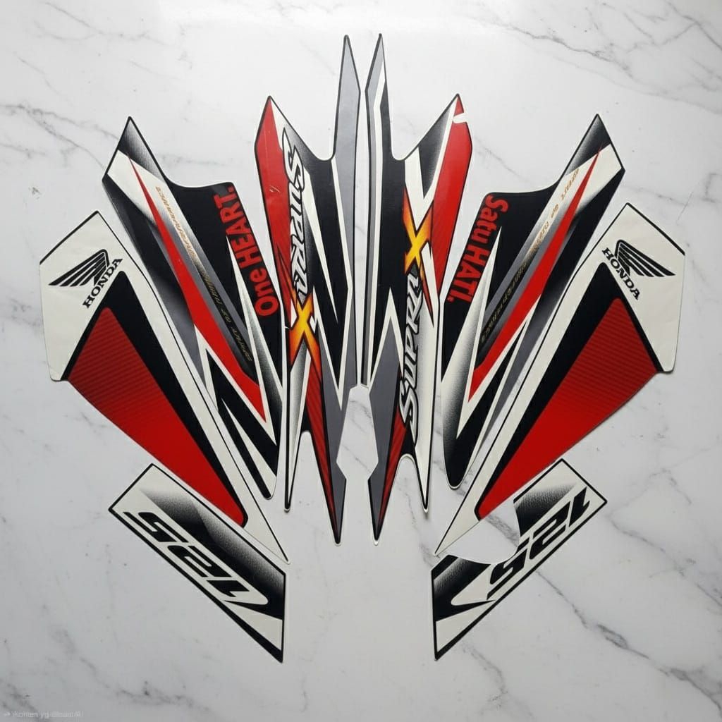 stiker striping Honda Supra x 125 batman std 2013 warna merah putih