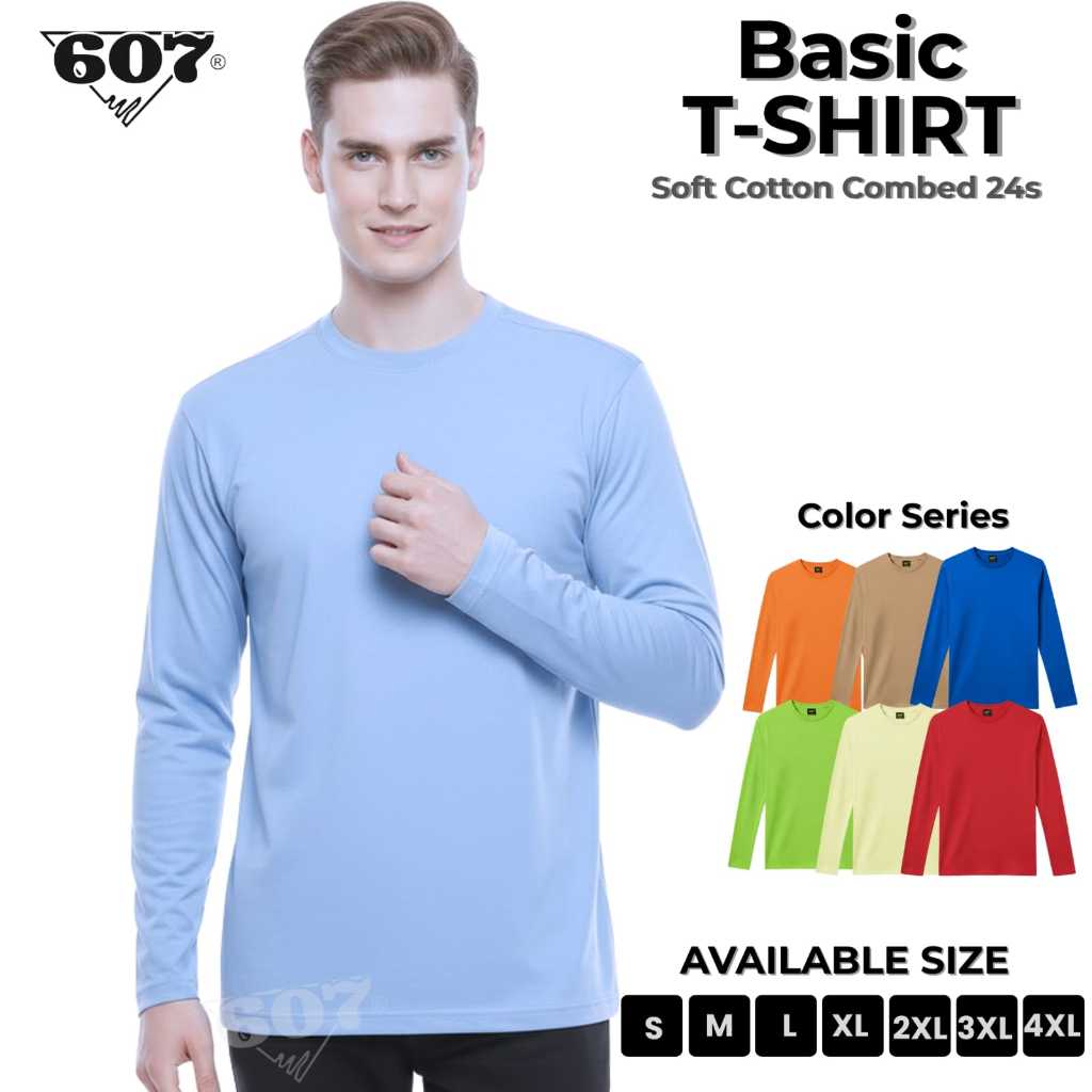 607 PRATAMA Kaos polos Pria Cotton Combed Kaos Cowok Lengan Panjang