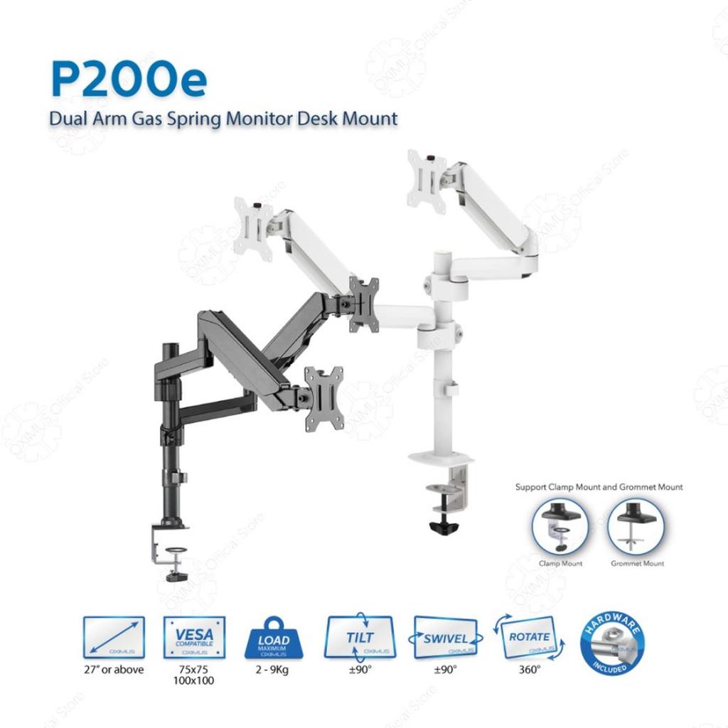 OXIMUS P200e DUAL ARM GAS SPRING MONITOR DESK MOUNT