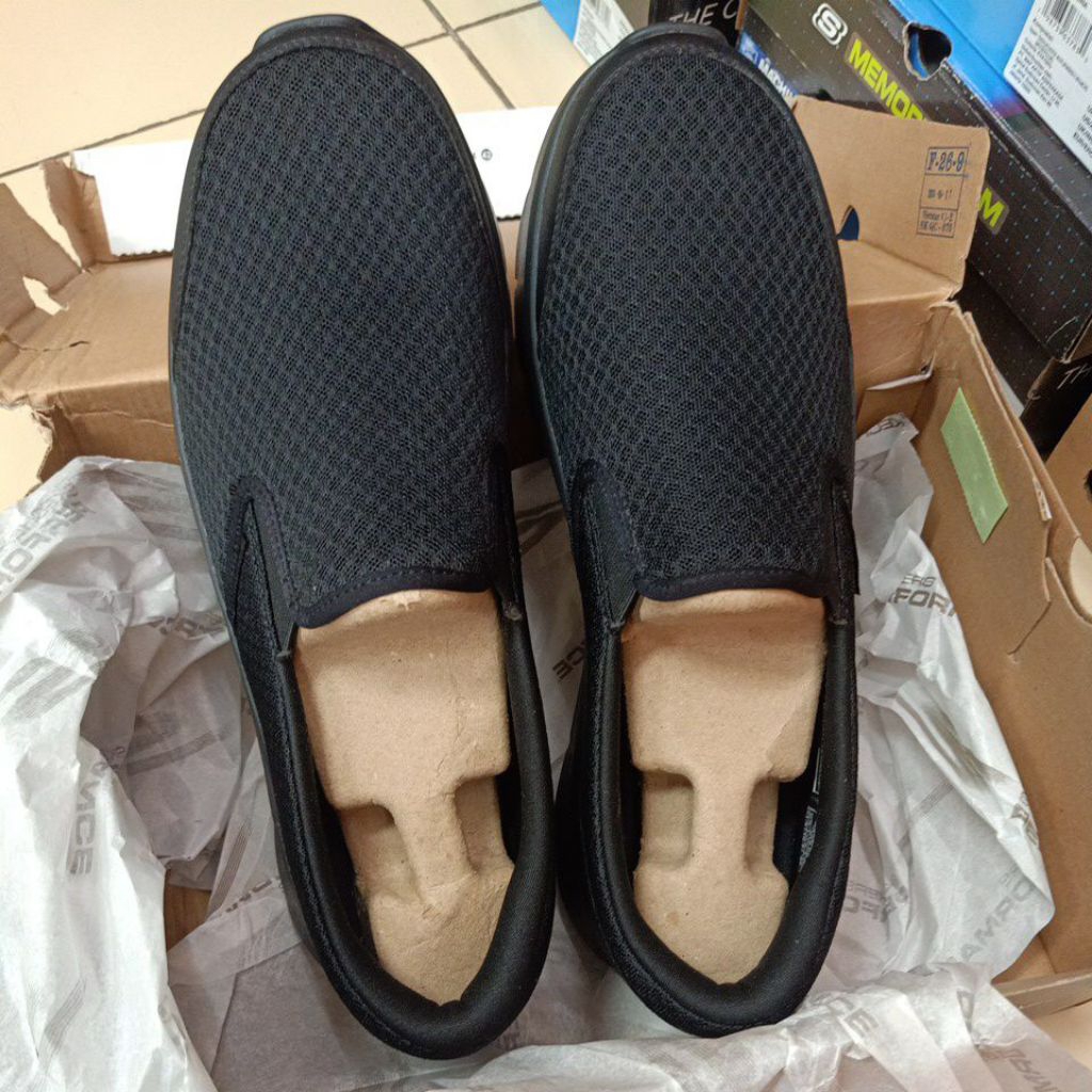 SKECHERS GO WALK FLEX SEPATU SLIP ON PRIA ORIGINAL_FULL BALCK