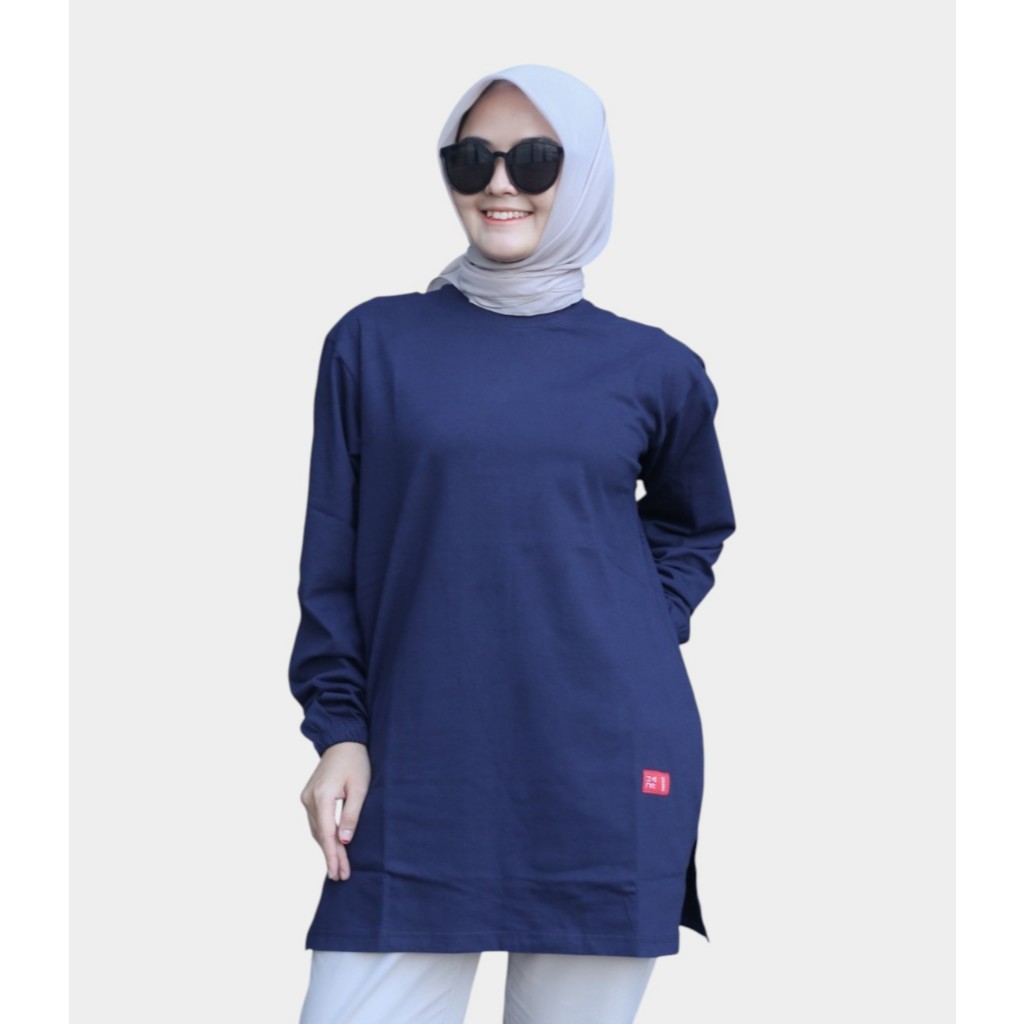 Tunik Polos Jumbo Oversize Bahan Kaos Katun Premium Lengan Karet | Kaos Wanita Muslimah