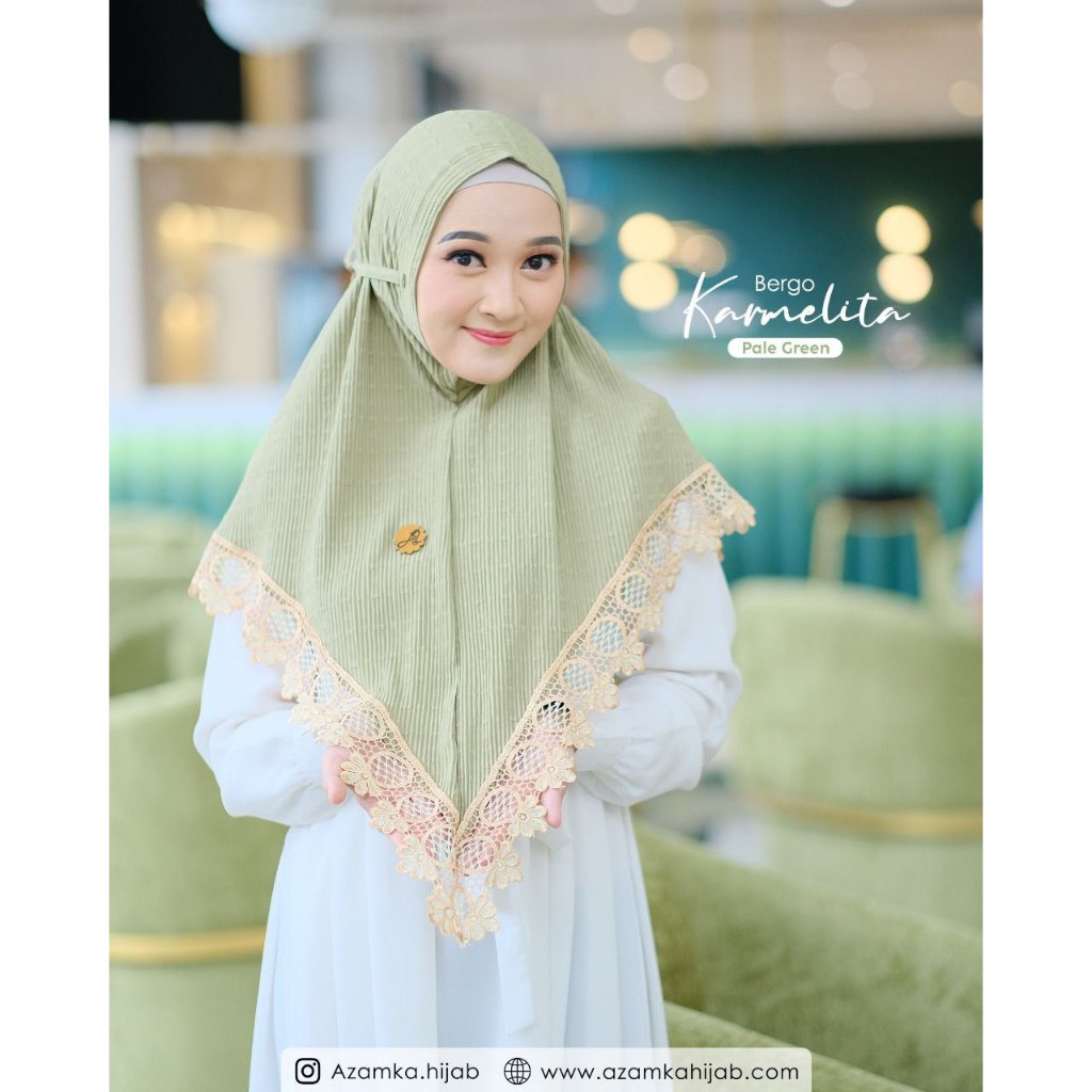 BIG SALE HIJAB - Khimar Karmelita - Jilbab Instan Plisket Renda - Kerudung Best Seller Premium Canti