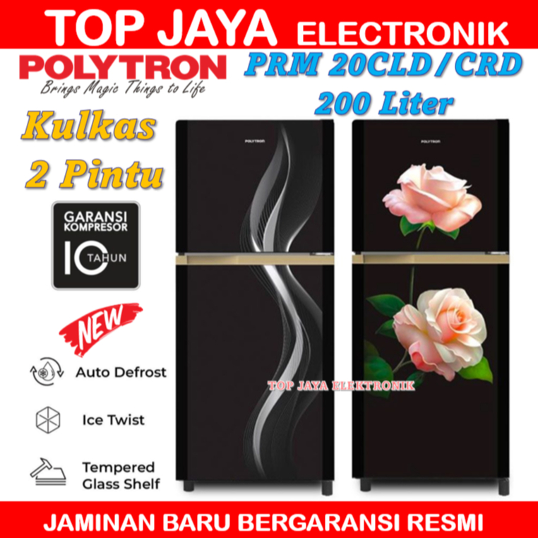 KULKAS POLYTRON 2 PINTU PRM-20CLD/POLYTRON KULKAS 2/LEMARI ES 2 PINTU POLYTRON TANPA BUNGA ES