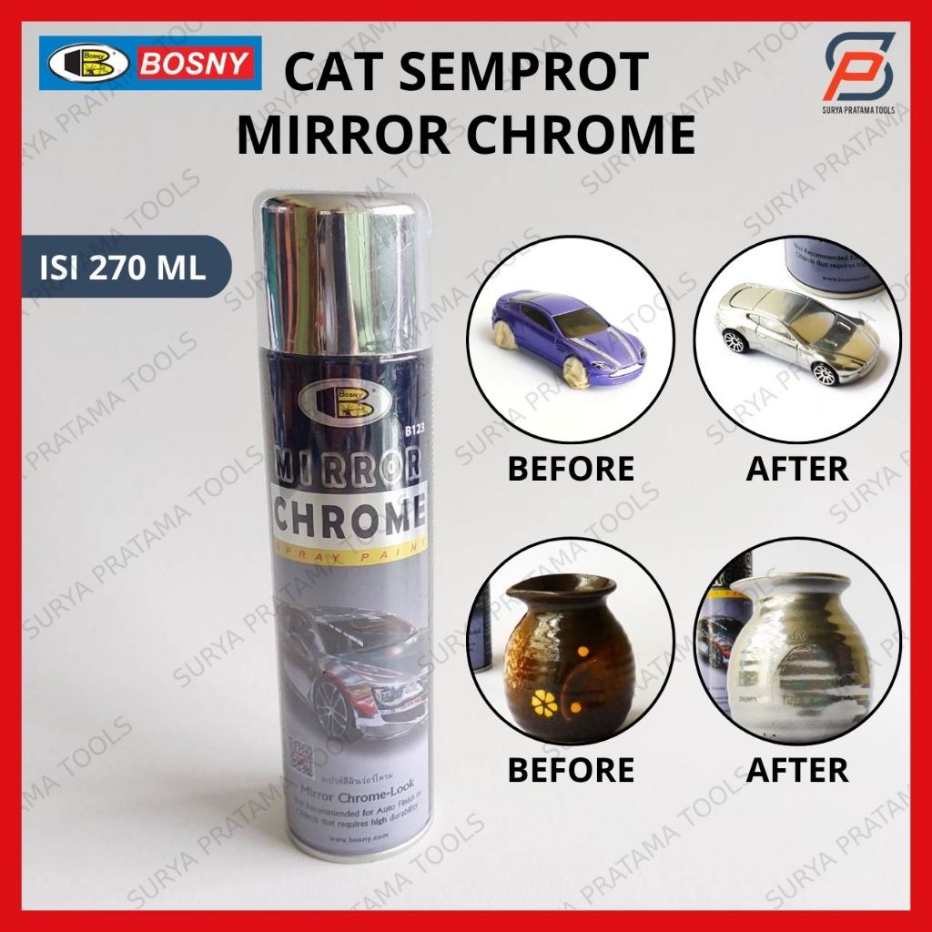BOSNY Mirror Chrome Spray Paint 270ml Cat Semprot Mirror Chrome Krom Original Thailand