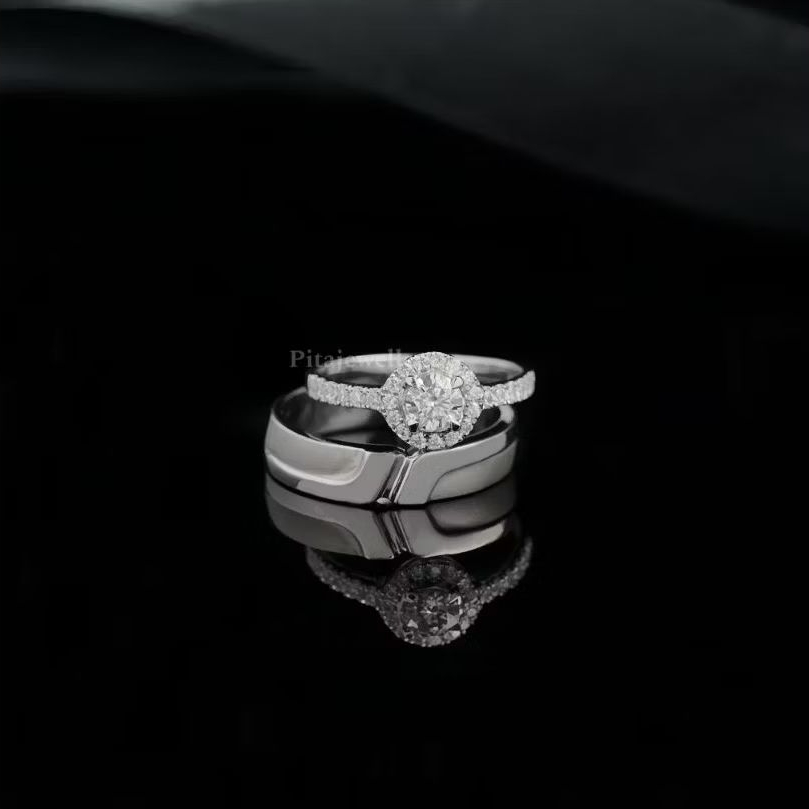 Paket Cincin Couple Emas Putih 15% dan Palladium 10%/ Engagement Ring