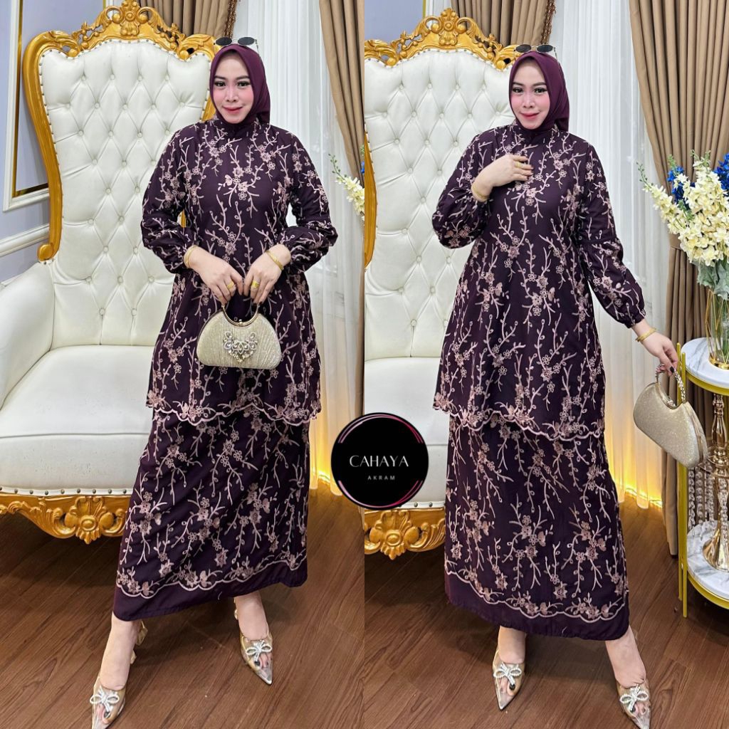 Gamis Set Rok Mutiara Wanita Premium Katun Bolong Bordir Elegan Terlaris