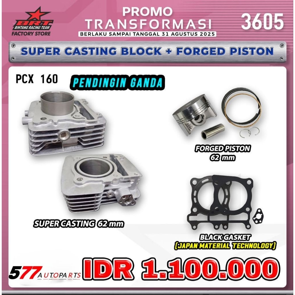 Promo Transformasi 3605 Bore Up BRT Pcx 160, Vario 160, Adv 160