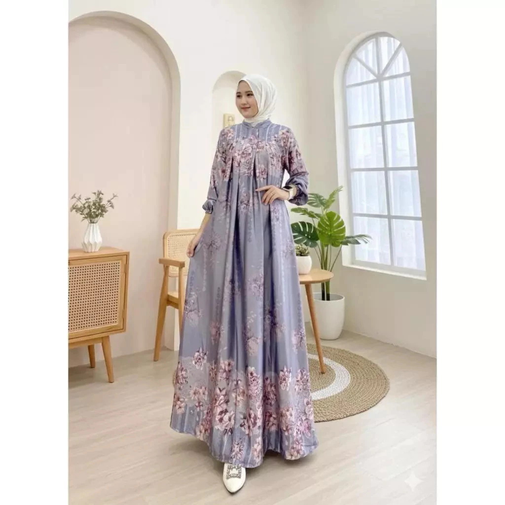 Dress Lyodra _ Gamis BabyDoll Digital Printing _ Gamis Wanita Kekinian