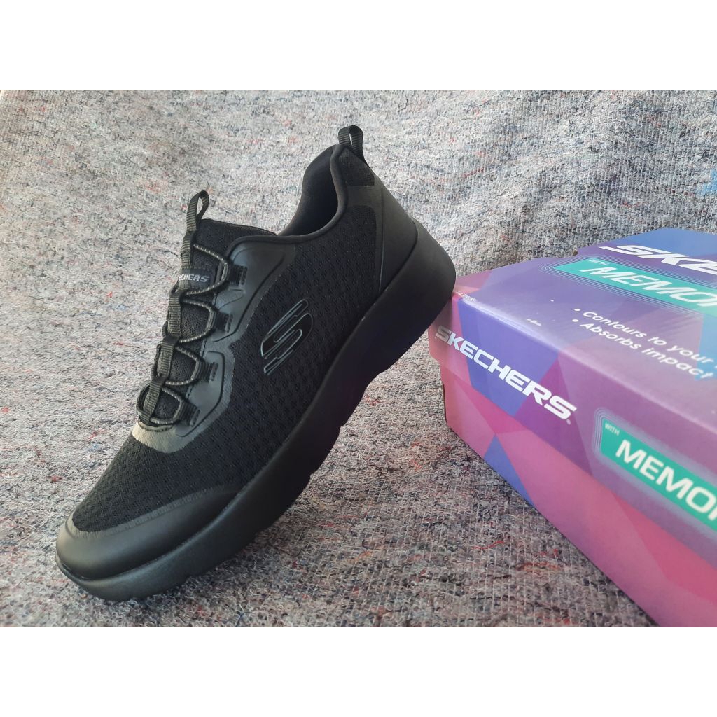 sepatu sekolah skechers hitam polos original