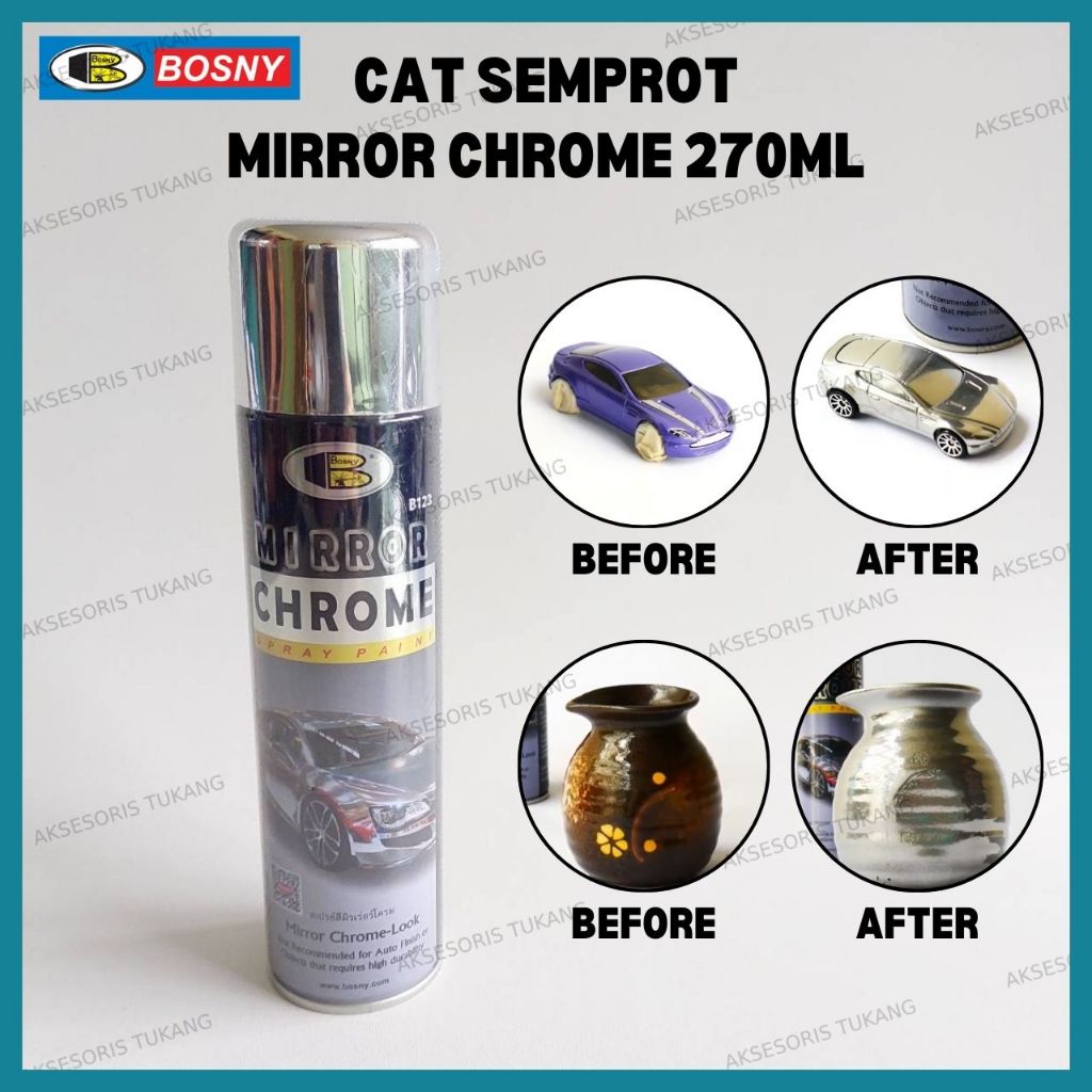 BOSNY Mirror Chrome Spray Paint 270ml Cat Semprot Mirror Chrome Krom Original Thailand