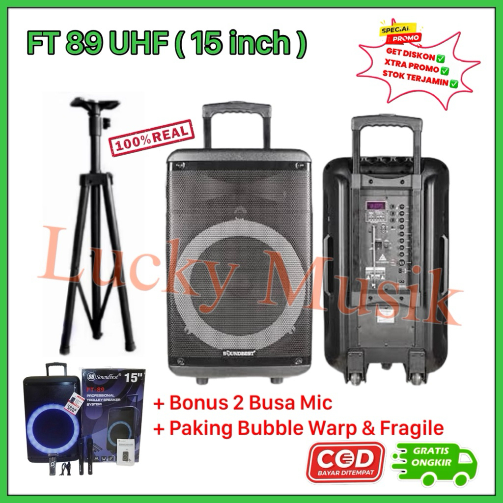 Speaker Portable Soundbest FT 89 UHF Original 15 inch Speaker FT89 speaker ft 89 speaker soundbest 1