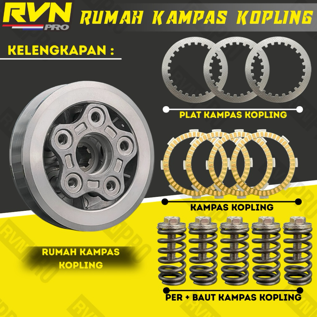 RUMAH KAMPAS KOPLING HYPER CLUTCH RVN RACING GRAND SUPRA X 100 ASTREA PRIMA LAGENDA SUPRA FIT NEW SU