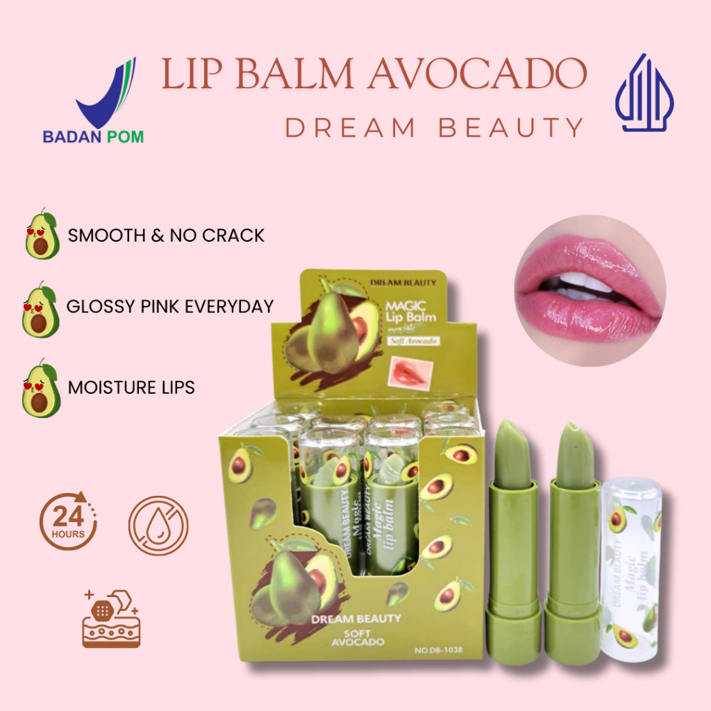 BPOM (ECER) LIP BALM DREAM BEAUTY AVOCADO PEACH SODA LIP BAM MAGIC