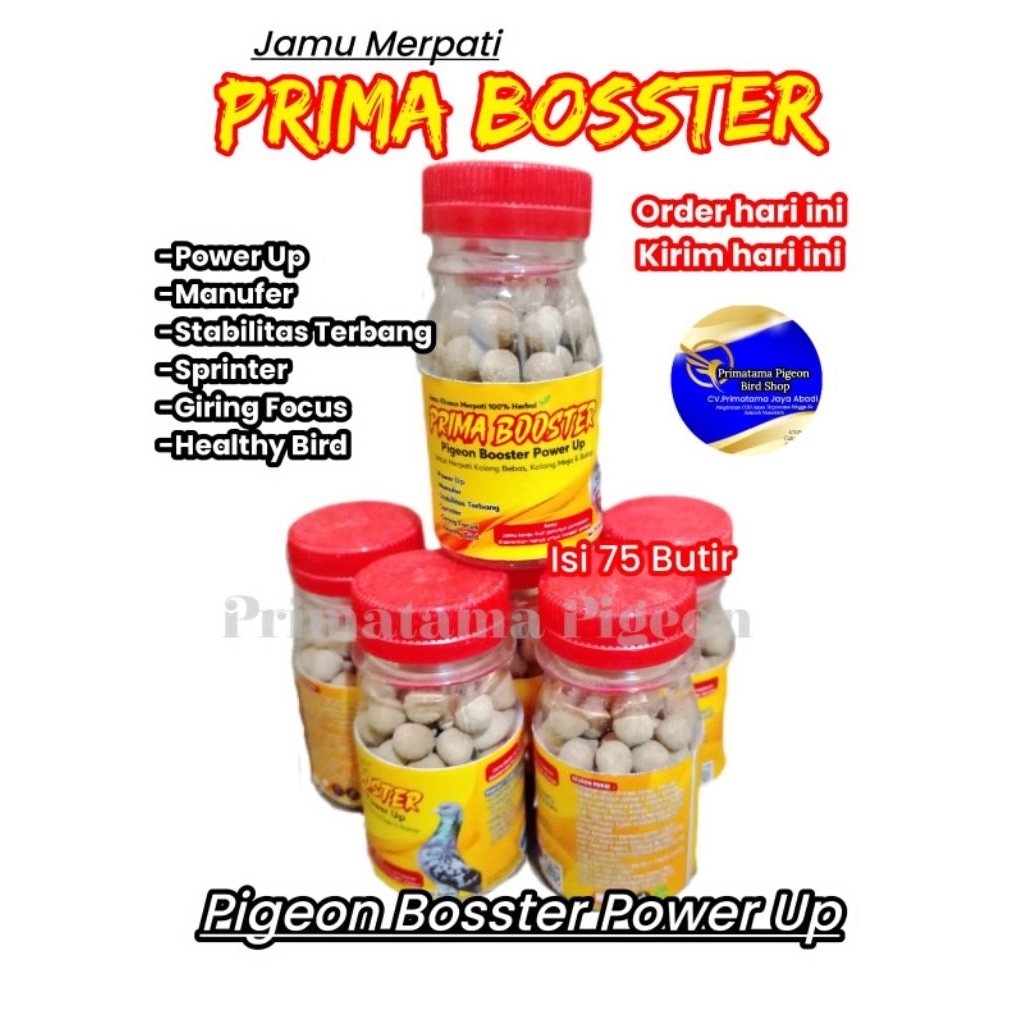 Jamu Merpati Prima Booster 1 Botol isi 75 butir Vitamin Obat  Jamu Merpati Giring Jamu Burung Jamu M