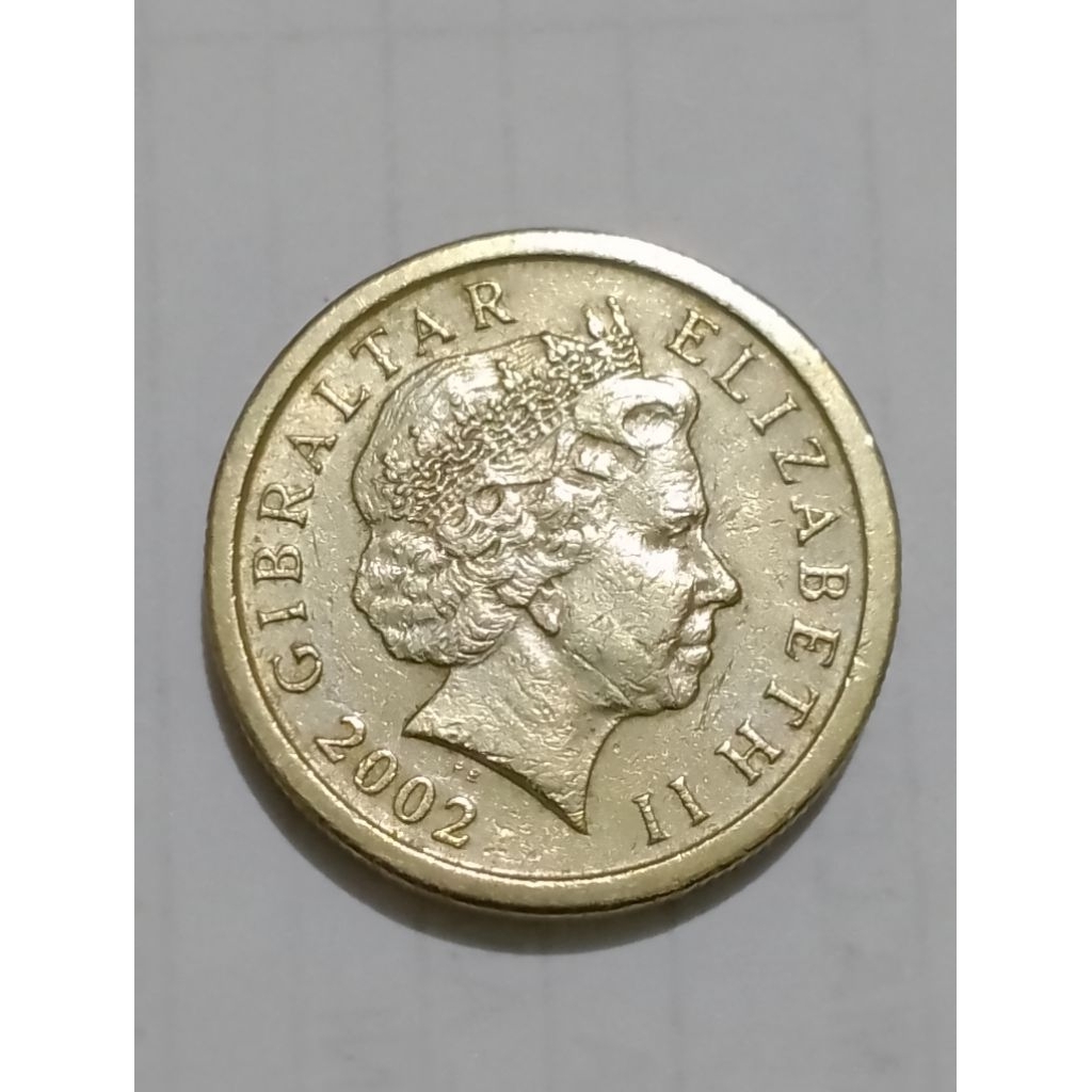 Koin Gibraltar 1 pound 2002 vf