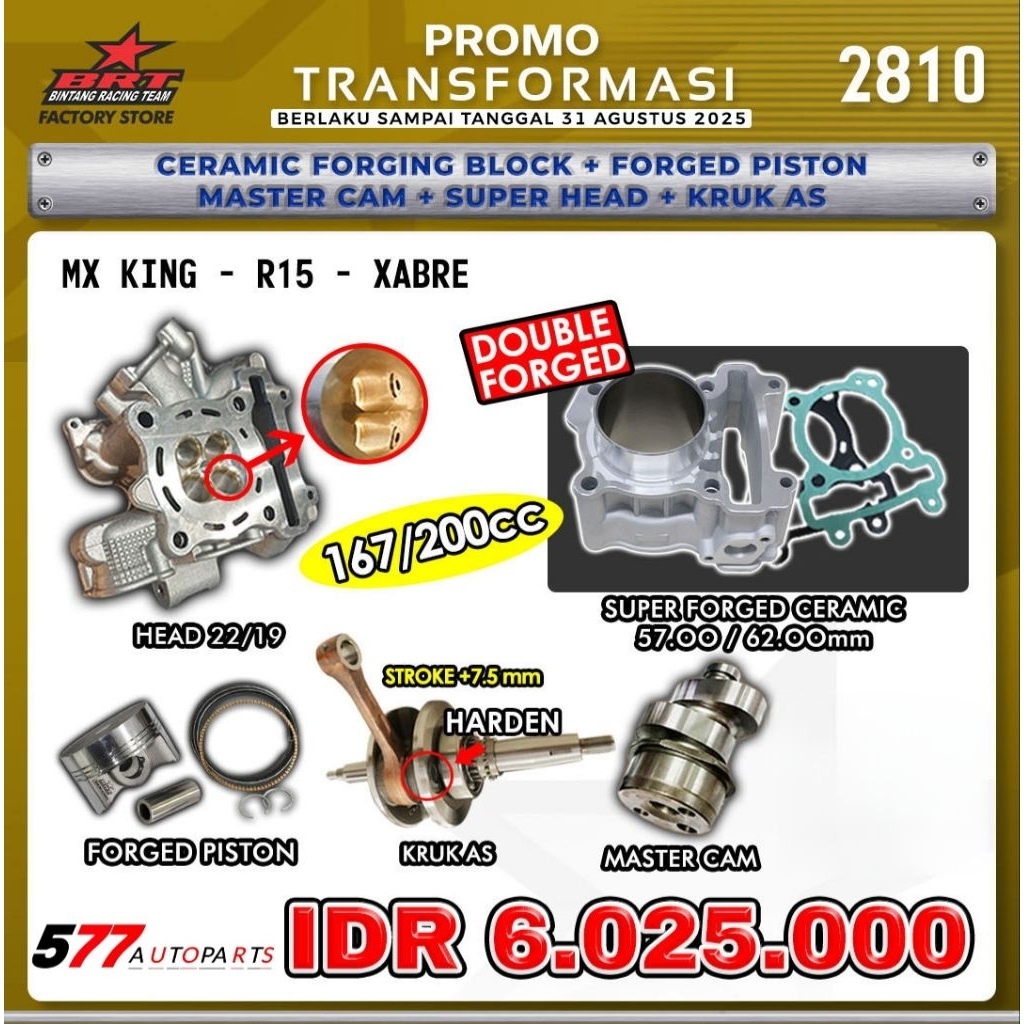 Promo Transformasi 2810 167/200cc BRT Mx King, R15, Xabre