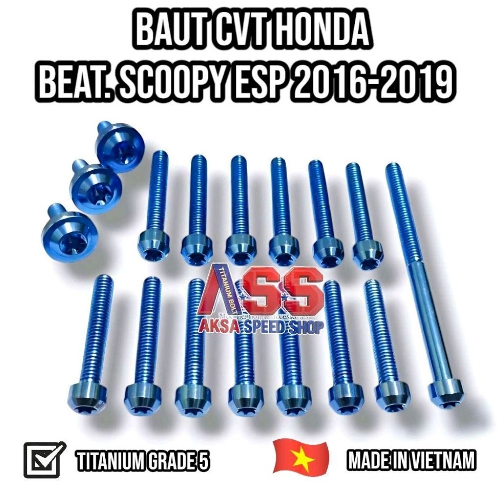 Baut Cvt Honda Beat Esp & Scoopy Esp 2016-2019 Titanium Grade 5