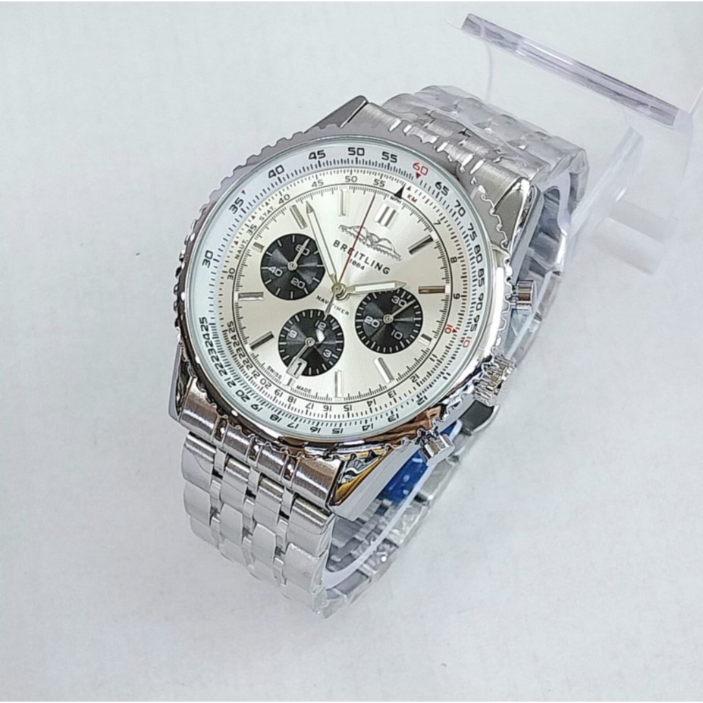 Jam Tangan Pria Breitling Navitimer Chronograph Silver Stainless Steel