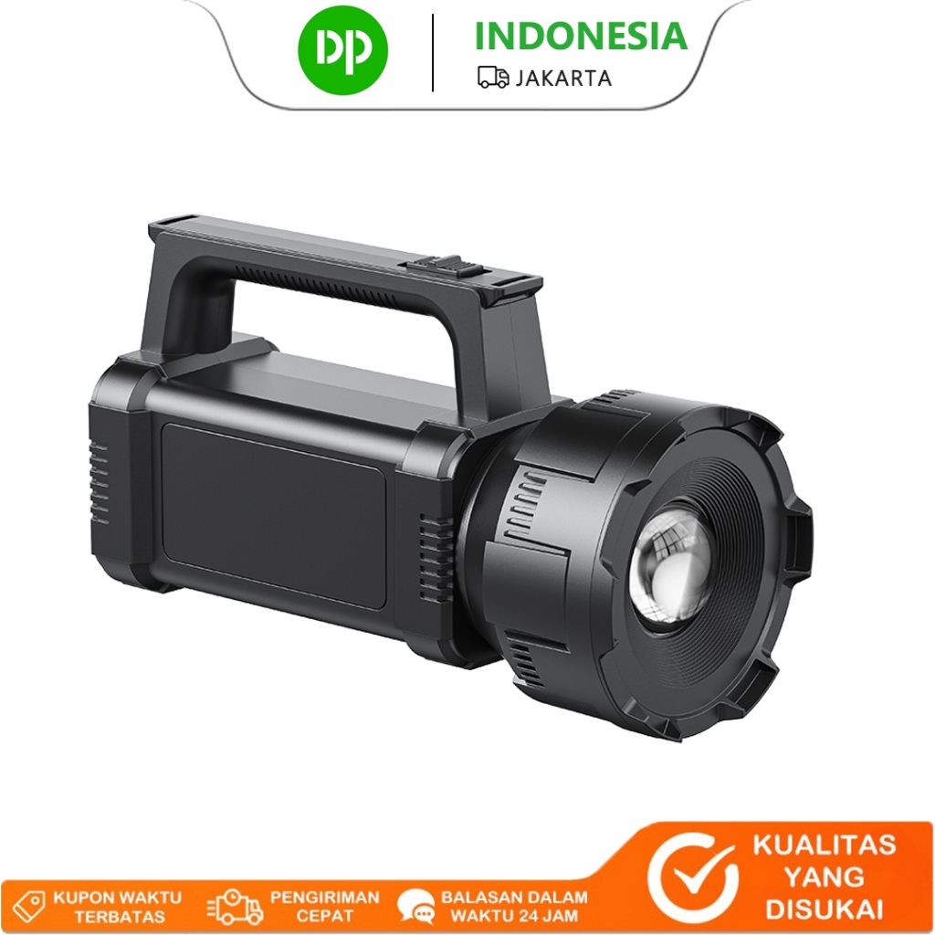 DP Lampu Sorot LED Super Bright Zoom, Baterai 4000mAh Tahan Lama -Isi Tenaga Surya&USB,3 Mode Cahaya