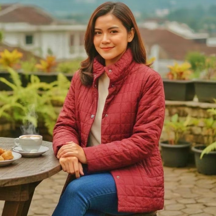 JAKET PUFFER MARUN WANITA sz LL(second)