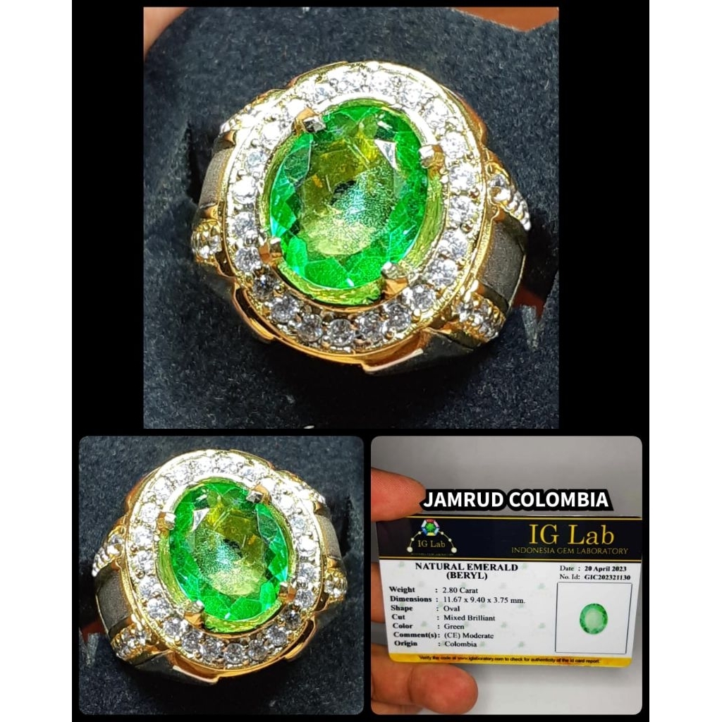 batu Jamrud Colombia kristal HQ + sertifikat lab