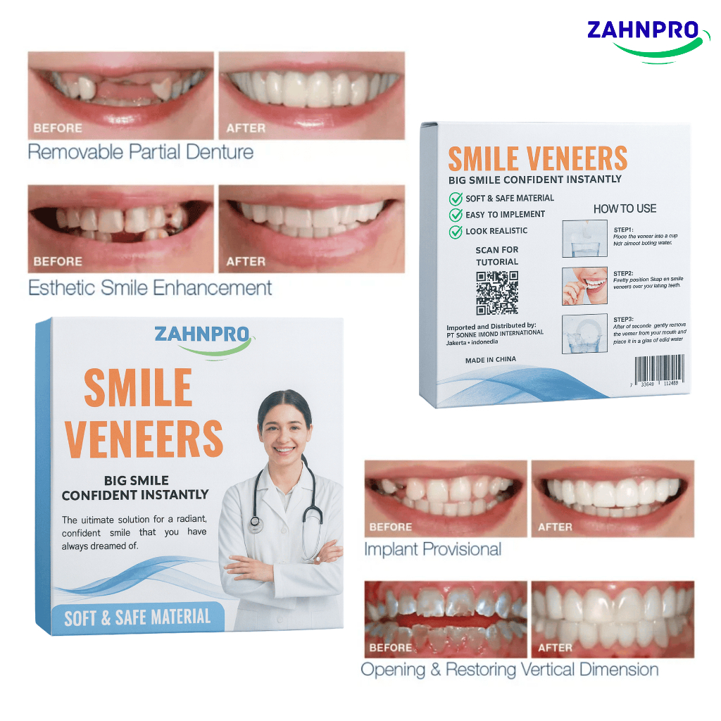 Gigi Palsu Instant Penutup Gigi Renggang dan Patang 1 Set Gigi Palsu Sementara / Gigi Silikon