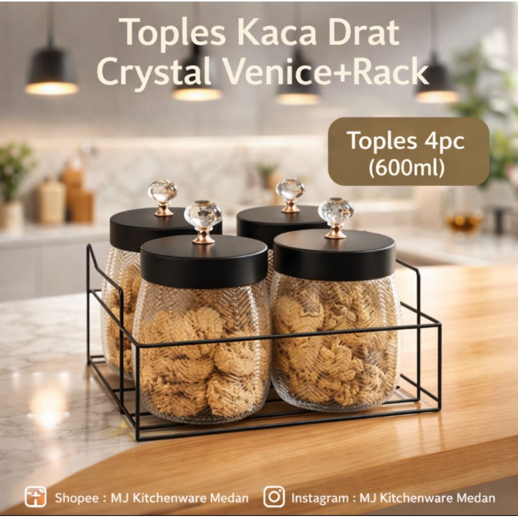 Toples Kaca Drat Crystal Venice + Rack
