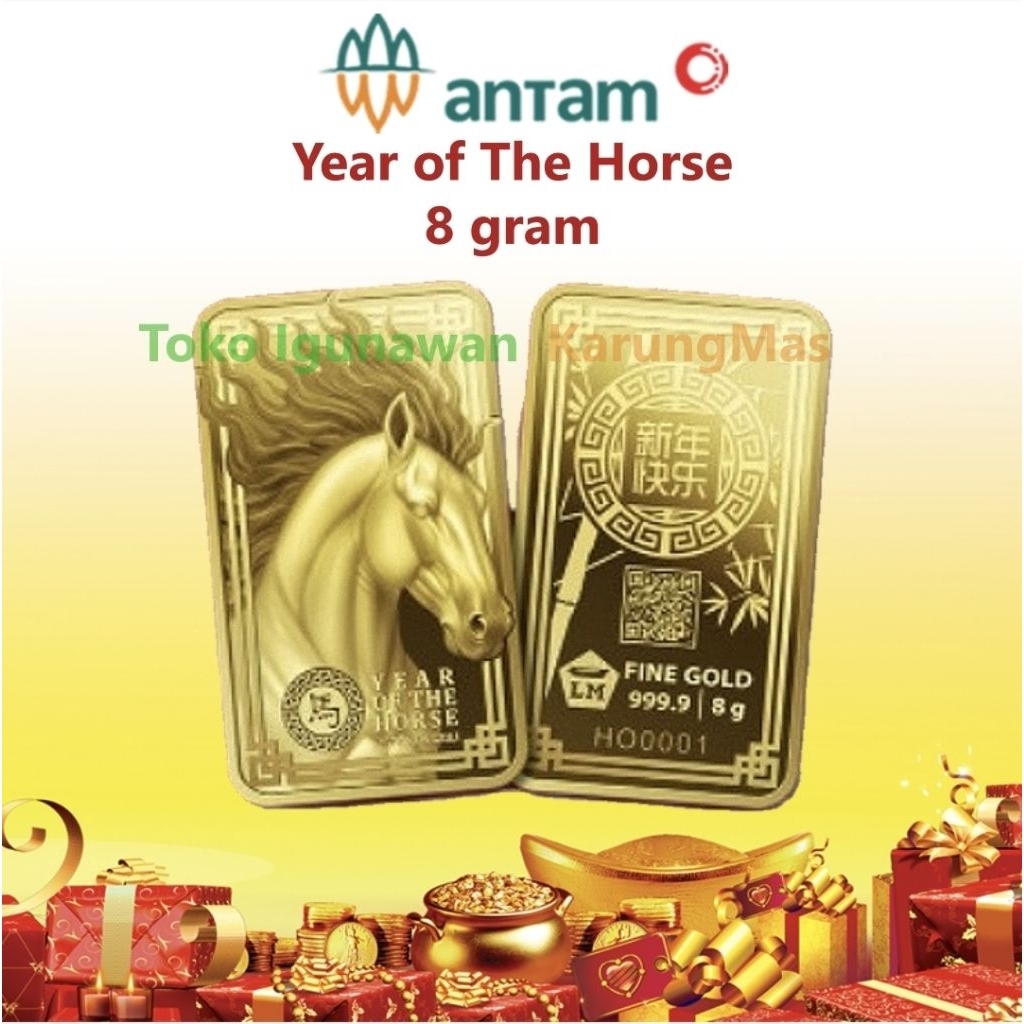 Logam Mulia Emas ANTAM 8 gr Imlek Shio Kuda Year Of The Horse Gift Series Batangan