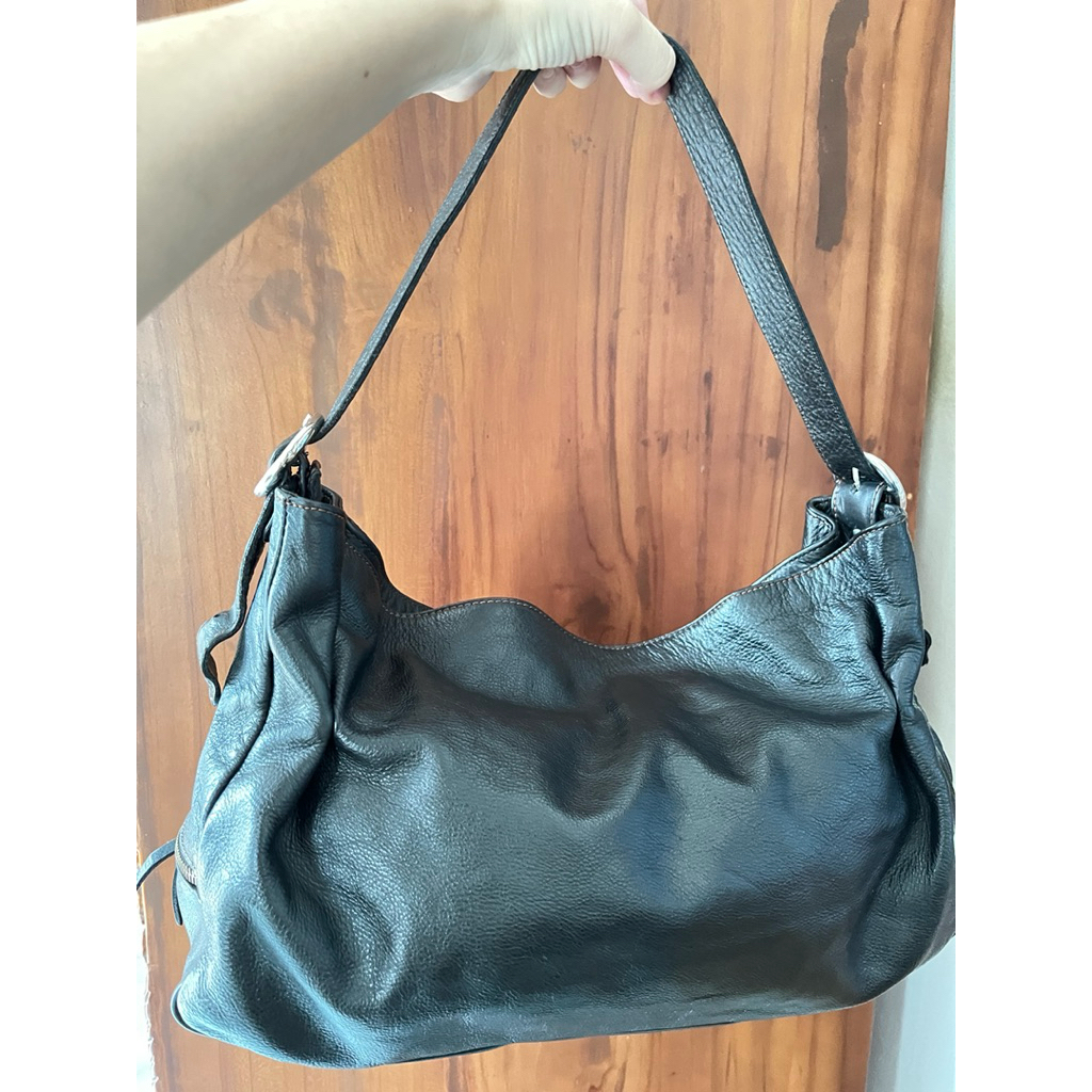Tas kulit asli kulas hitam shoulder hobo bag PL second