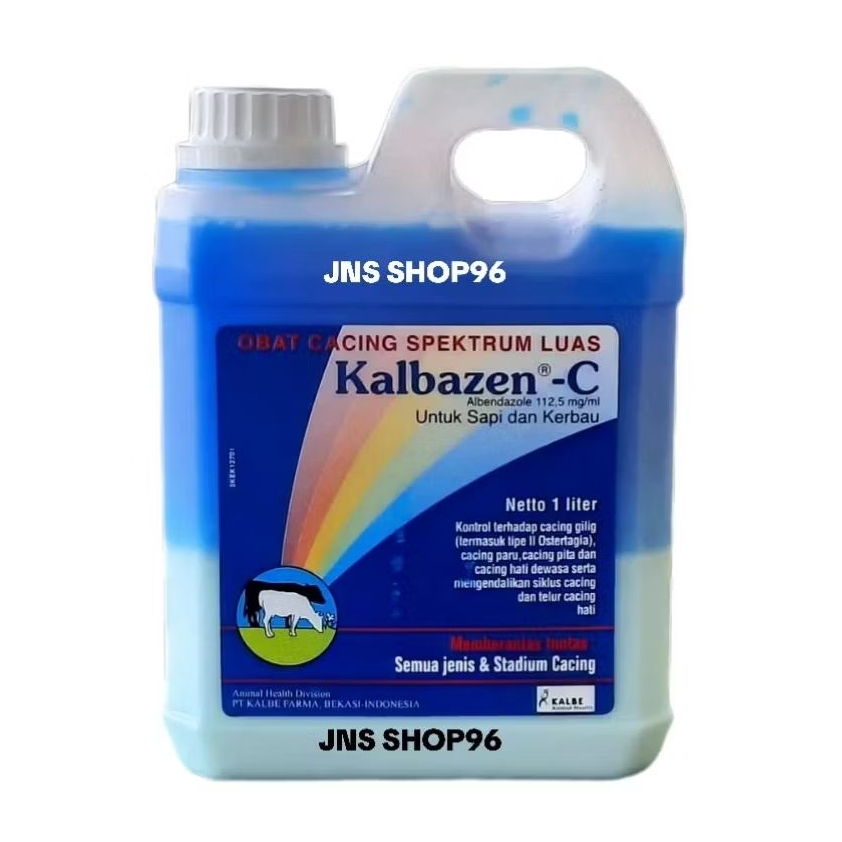 KALBAZEN C 1 LITER OBAT CACING HEWAN TERNAK SAPI KERBAU LEMBU KALBAZEN-C PEMBASMI CACING GILIG PARU 